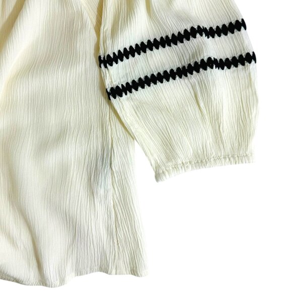 Style & Co Women's Sz M Textured Contrast Trim 3/4 Sleeve Antique White Top NEW - Picture 6 of 6